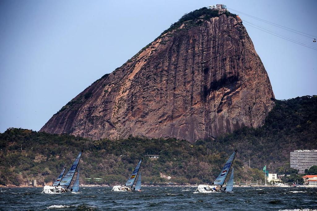 SKUD18 racing in front of the Sugarloaf - 2016 Paralympics - Day 3, September 15, 2016 © Richard Langdon / World Sailing