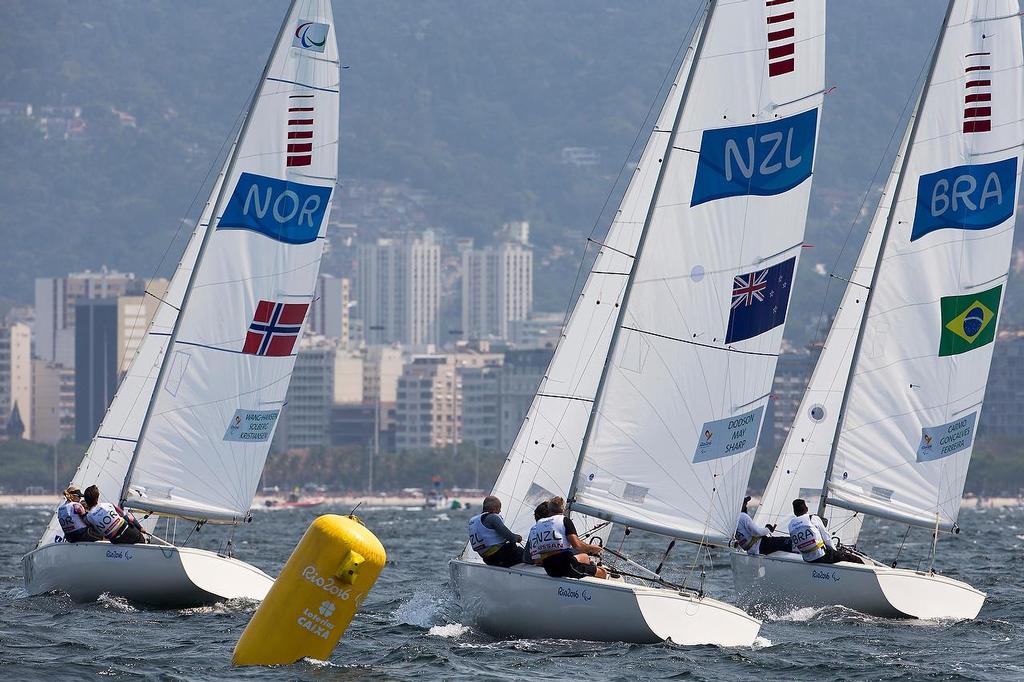 Sonar mark rounding - 2016 Paralympics - Day 4, September 16, 2016 - photo © Richard Langdon / World Sailing