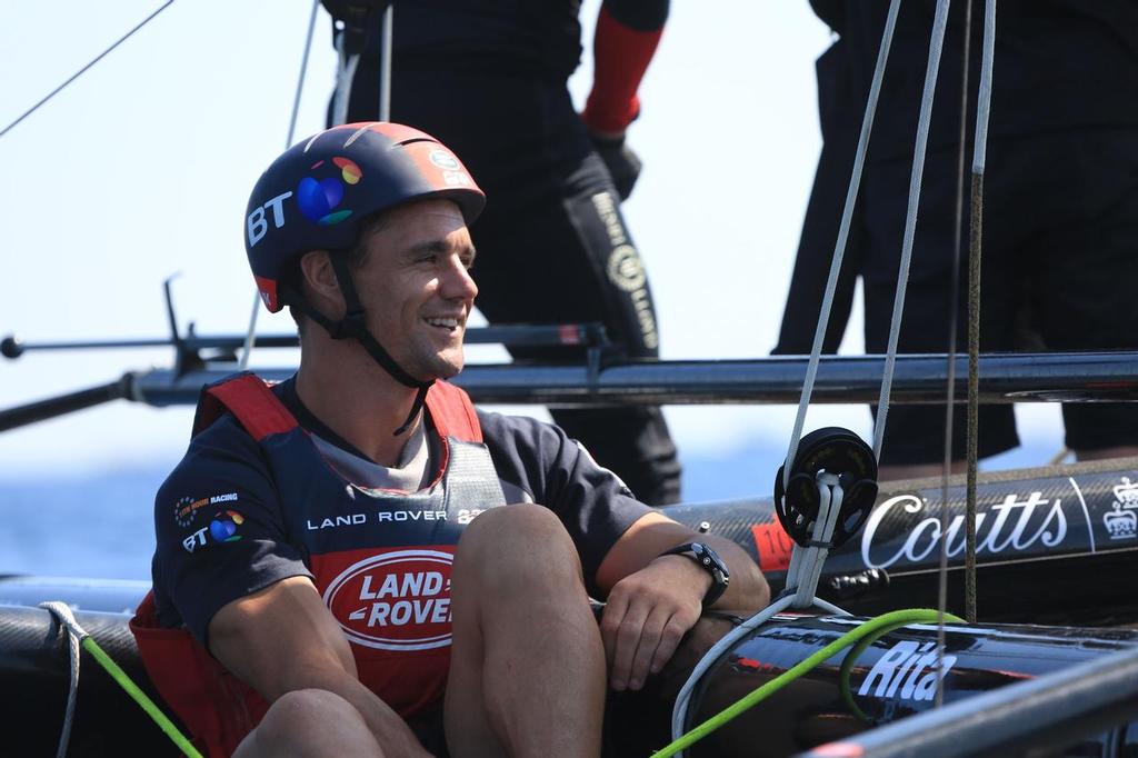 All Black great Dan Carter onboard Land Rover BAR at Louis Vuitton America's Cup World Series Toulon photo copyright  Harry KH / Land Rover BAR taken at  and featuring the  class