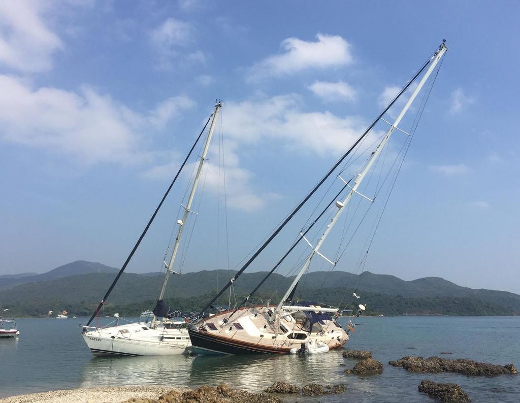 Eagle's Quest II (right), high and dry near Yin Tim Tsai, Hong Kong © Suzy Rayment