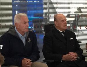 Brig. Gen. Harvey Schiller (left) lunches with the Duke of Edinburgh before the America's Cup World Series in Portsmouth - one of Gen. Schiller's last functions as America's Cup Commissioner photo copyright Americas Cup Media www.americascup.com taken at  and featuring the  class