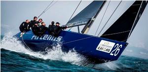 Artemis Racing launch off the crest of a wave in Cascais last year - RC44 Cascais Cup photo copyright  Pedro Martinez / Martinez Studio / RC44 taken at  and featuring the  class