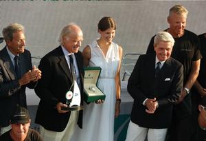 Thomas Bscher accepts the Wally class prize. With Princess Salwa Aga Khan and Gian Riccardo Marini of Rolex SA. - Maxi Yacht Rolex Cup photo copyright International Maxi Association http://www.internationalmaxiassociation.com taken at  and featuring the  class