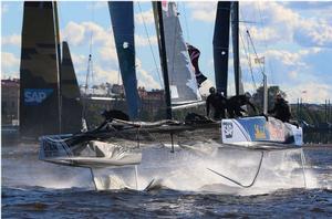 Act 5, St Petersburg 2016 – Training day – The double Olympic gold medallists on board Red Bull Sailing Team finished the opening day in fifth position after a mixed bag of results. - Extreme Sailing Series photo copyright Rodrigo Rato / Sail Portugal-Visit Madeira taken at  and featuring the  class