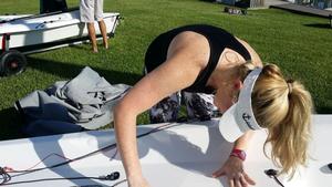 Ryan Murphy prepping her boat in the Houston heat - Houston Open One-Design Regatta photo copyright RS Aero North American Class Association taken at  and featuring the  class
