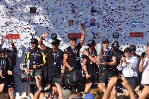Artemis Racing celebrate Super Sunday - Louis Vuitton America’s Cup World Series Toulon - 11 September 2016 photo copyright Ricardo Pinto http://www.americascup.com taken at  and featuring the  class