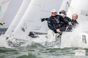 Jeanne-Claude Strong at the helm of Woolloomooloo, representing the Royal Sydney Yacht Squadron - 2016 Etchells World Championship photo copyright Sportography.tv taken at  and featuring the  class
