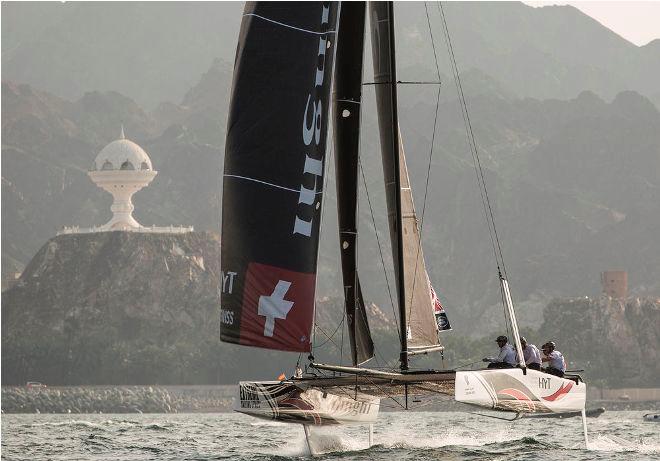 Act 1, Extreme Sailing Series Muscat – Day 1 – Alinghi – Oman will kick off the 2017 season from 8-11 March. © Lloyd Images