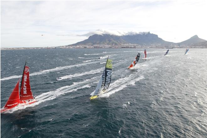 The seven boat fleet leave Cape Town, South Africa. One boat Team Vestas Wind was wrecked ten days later. - 2013/14 Volvo Ocean Race ©  Ainhoa Sanchez/Volvo Ocean Race