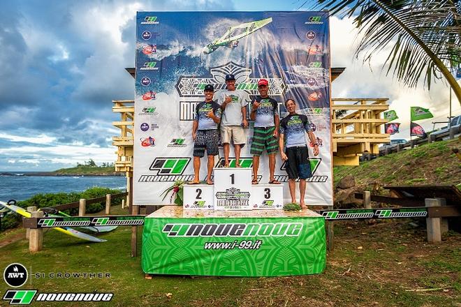 Grand Masters Podium: 1st Rob Funk, 2nd Tom Garcia, 3rd Colin Baker, 4th Scott Schoemaker - NoveNove Maui Aloha Classic – November 2, 2016 ©  Si Crowther / IWT