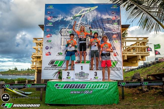 Youth Podium:  1st Jake Schettewi, 2nd Takuma Sugi, 3rd Takara Ishii, 4th Max Schettewi - NoveNove Maui Aloha Classic – November 2, 2016 ©  Si Crowther / IWT