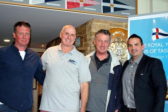 Winning SB20 crew at the BMW Showdown,  l to r:  Simon Burrows, skipper Nick Rogers and Andrew Roberts with Hobart Autohaus representative. - 2016 BMW Showdown © Jimmy Emms