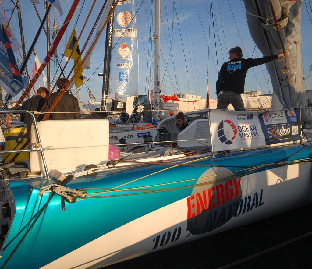 Foresight Natural Energy - Conrad Colman talks to dockside crowds - 2016 Vendee Globe © SW