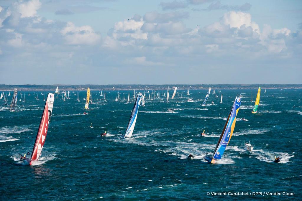 Fleet at start of the Vendee Globe, in Les Sables d'Olonne, France, on November 6th, 2016 © Vincent Curutchet / DPPI / Vendée Globe 