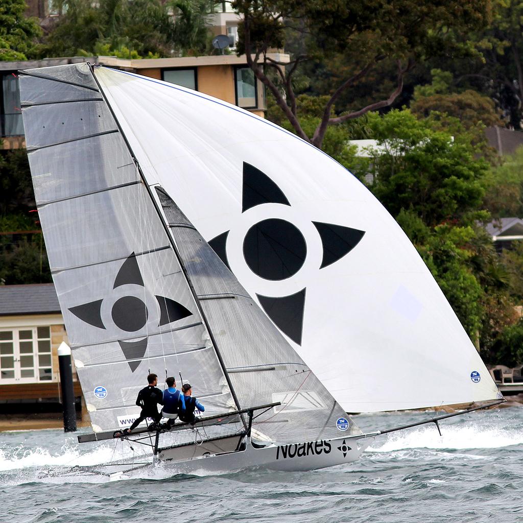 Ash Rooklyn's Noakes Youth racing between the islands in a nor'easter - R. Watt Memorial Trophy Sunday, 9 October, 2016 Sydney Harbour photo copyright Frank Quealey /Australian 18 Footers League http://www.18footers.com.au taken at  and featuring the  class