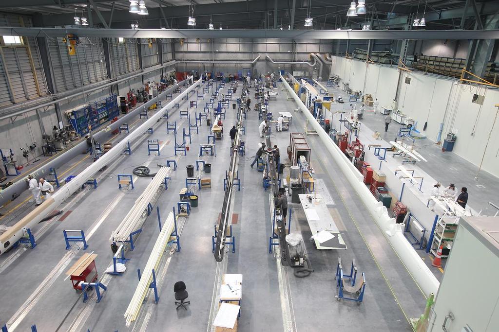 Part of the building floor at Southern Spars Auckland facility, where the AC50 is being built. Spars for boats longer than 50ft LOA are normally built in the custom designed facility. © Southern Spars