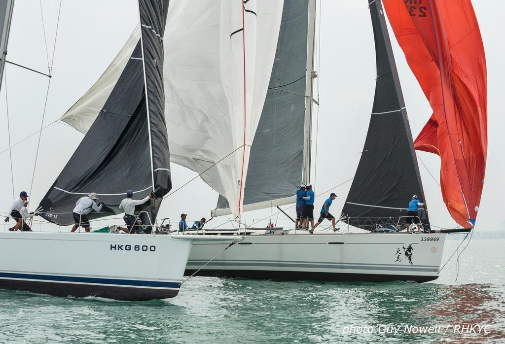 Jelik (left), Lighthorse, synchro hoist. Volvo China Coast Regatta 2016. © Guy Nowell / RHKYC