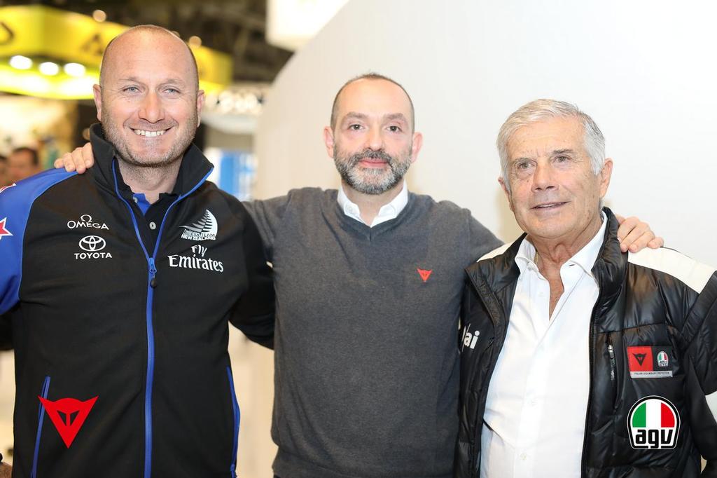 Max Sirena (left) Dainese safety jacket announcement in Milan - Emirates Team NZ - November 8, 2016 © Emirates Team New Zealand http://www.etnzblog.com