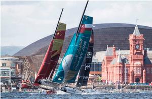 Act 3, Extreme Sailing Series Cardiff – Day 2 – China One and Oman Air – The circuit will return to Cardiff, Wales for the sixth consecutive year, over the UK August Bank Holiday weekend. photo copyright Lloyd Images taken at  and featuring the  class