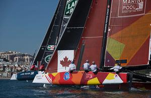 Act 7, Lisbon, Portugal - Day one - Thalassa Magenta Racing - 2016 Extreme Sailing Series™ photo copyright Lloyd Images taken at  and featuring the  class