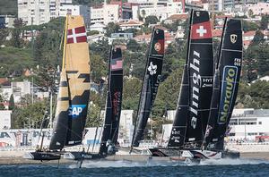 Act 7, Lisbon 2016 - Day three - Fleet - 2016 Extreme Sailing Series™ photo copyright Lloyd Images taken at  and featuring the  class