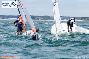 29ers Negotiating Day 3 of the NSW Youth Championships photo copyright Robin Evans taken at  and featuring the  class