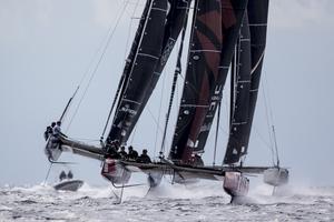 Team Tilt leads the charge during training today. - GC32 Racing Tour - 12 October 2016 photo copyright Sander van der Borch / Bullitt GC32 Racing Tour taken at  and featuring the  class