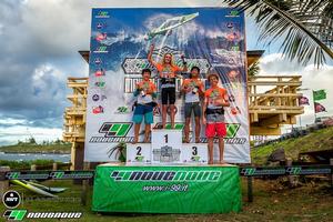 Youth Podium:  1st Jake Schettewi, 2nd Takuma Sugi, 3rd Takara Ishii, 4th Max Schettewi - NoveNove Maui Aloha Classic – November 2, 2016 photo copyright  Si Crowther / IWT taken at  and featuring the  class