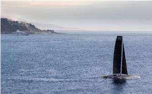 Phaedo3 slips off the dock Yacht Club De Monaco to attempt World Speed Sailing Record to Porto Cervo photo copyright Rachel Fallon-Langdon / Team Phaedo taken at  and featuring the  class