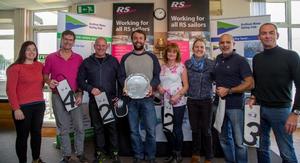 Prize winner photo from left to right: Fourth place Sophie and Ralph Singleton, second place Andy Jeffries, winner Tim Saxton, second place Allyson Jeffries, winner Fiona Hampshire, third place Chris Feibusch and Nick Jerkins photo copyright Tim Olin taken at  and featuring the  class