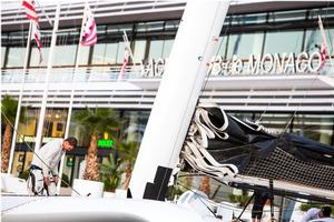 Phaedo3 slips off the dock Yacht Club De Monaco to attempt World Speed Sailing Record to Porto Cervo photo copyright Rachel Fallon-Langdon / Team Phaedo taken at  and featuring the  class