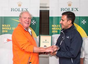 George David was awarded a Rolex Oyster Perpetual Yacht-Master in Rolesium by Malcolm Lowell of Edwards Lowell, Malta. - Rolex Middle Sea Race - 25 October 2016 photo copyright  Rolex/ Kurt Arrigo http://www.regattanews.com taken at  and featuring the  class