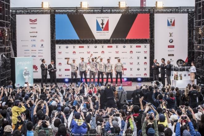Oracle Team USA celebrate - America's Cup World Series Fukuoka © Sam Greenfield/Oracle Team USA http://www.oracleteamusa.com