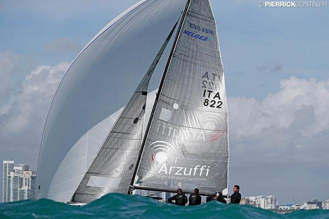 Gian Luca Perego's Maidollis 3 ITA822 with Carlo Fracassoli helming - 2016 Melges 24 World Championship - Miami - Day 1 ©  Pierrick Contin http://www.pierrickcontin.fr/