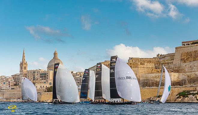 Today's final race finished inside of Valletta's Marsamxett Harbour - 2016 RC44 Valletta Cup © MartinezStudio.es