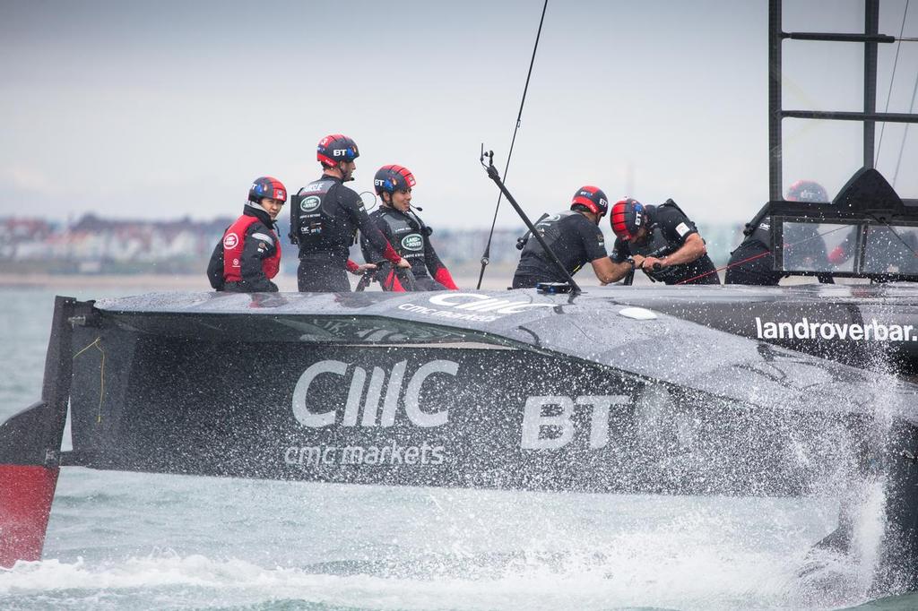 Ben Ainslie skipper, Land Rover BAR at the helm of the Land Rover BAR AC45S ©  Harry KH / Land Rover BAR