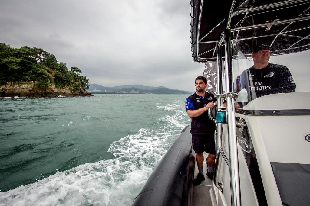 Emirates Team New Zealand check out the venue at the Louis Vuitton America's Cup World Series Fukuoka, Japan © Hamish Hooper/Emirates Team NZ http://www.etnzblog.com