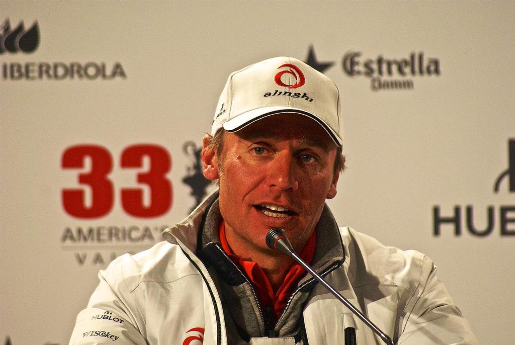 Ernesto Bertarelli speaking at the America's Cup handover media conference in Valencia in February 2010 photo copyright Richard Gladwell www.photosport.co.nz taken at  and featuring the  class