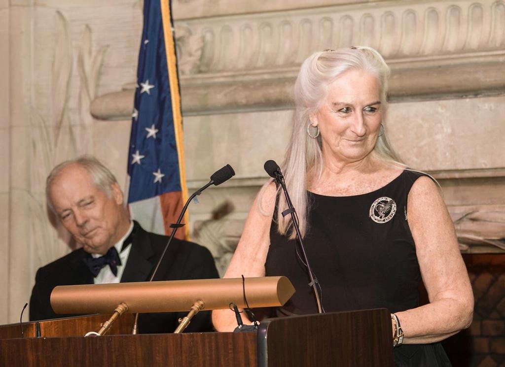 The Countess of Dunraven, the widow of the late 7th Earl of Dunraven, gives a heartfelt speech about the inductee and his descendants - Hall of Fame induction for Ernesto Bertarelli Alinghi and Lord Dunraven photo copyright Carlo Borlenghi / www.carloborlenghi.com taken at  and featuring the  class