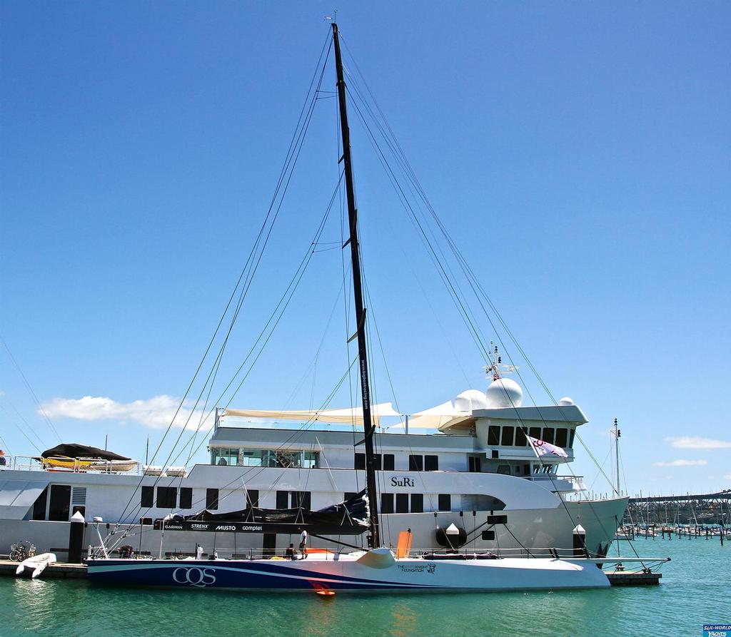 Rig is set well aft and with 4 degrees of rake - Supermaxi CQS alongside the dock at Auckland photo copyright Richard Gladwell www.photosport.co.nz taken at  and featuring the  class