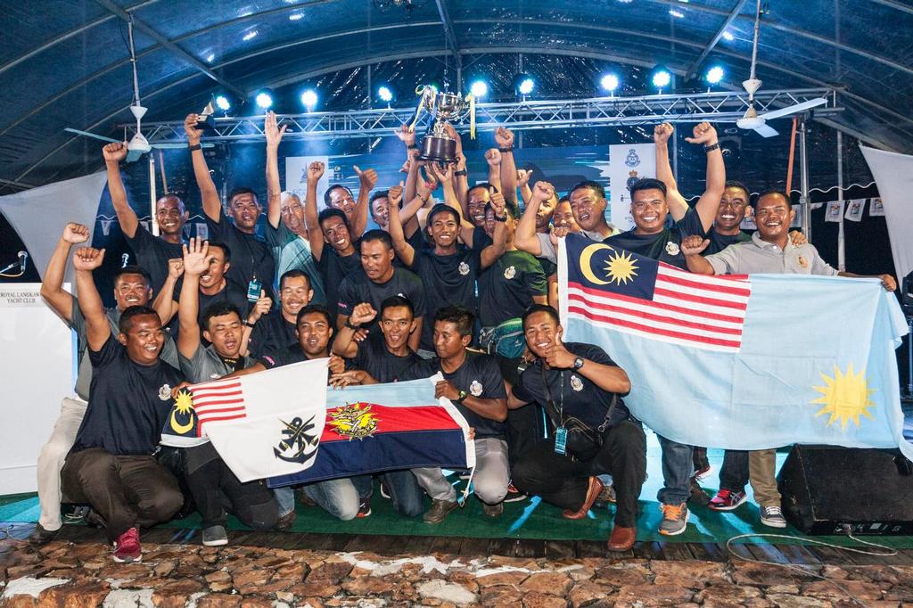 RMN Zuhal. Winners, the Jugra Cup (Class 2). Closing Night and Prizegiving. Raja Muda Selangor International Regatta 2016. © Guy Nowell / RMSIR