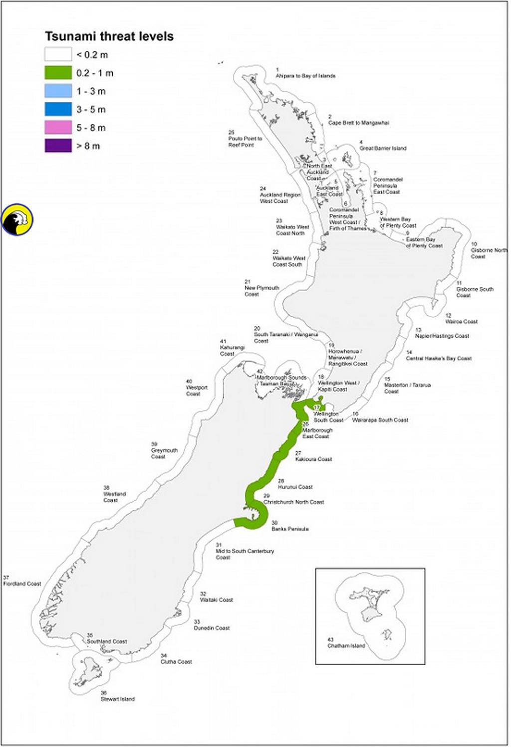 New Zealand tsunami status as at 1230hrs on Monday Nov 14, 2016. Issued by NZ Civil Defence photo copyright SW taken at  and featuring the  class