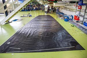 Tuhurlow Fisher Lawyers mainsail under construction at North Sails photo copyright  John Curnow taken at  and featuring the  class