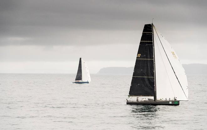 Varuna VI, from Germany, and Matt Allen's TP52 Ichi Ban in close competition off Tasman Island - Rolex Sydney Hobart Yacht Race ©  Rolex/ Kurt Arrigo http://www.regattanews.com