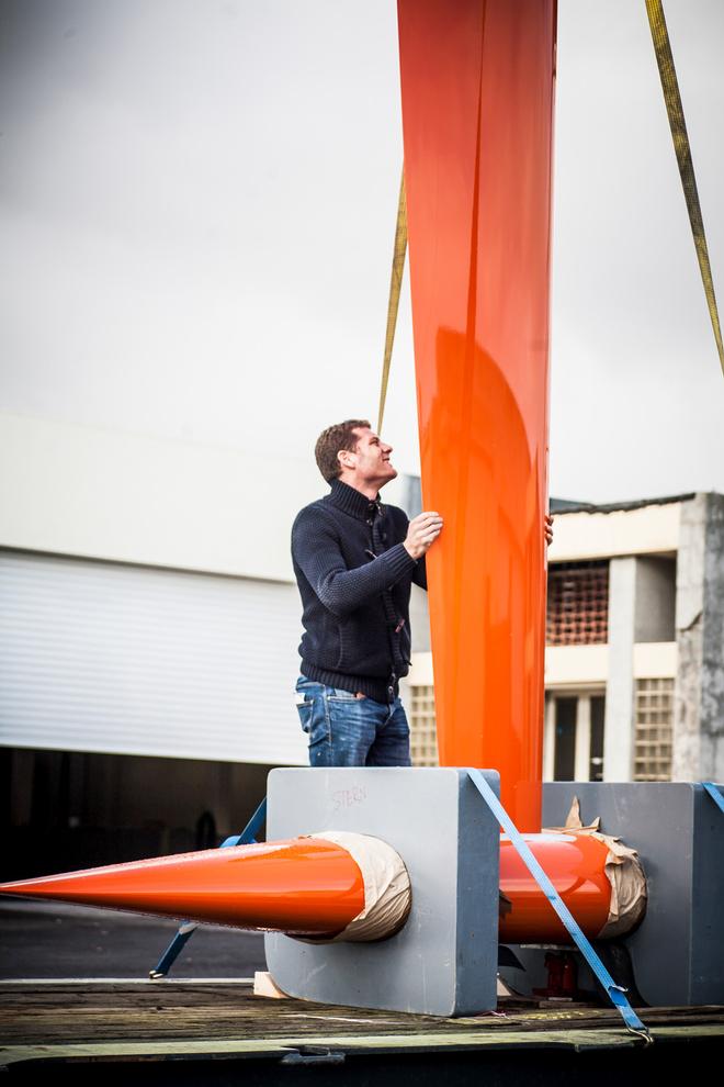 Charles Caudrelier, Skipper from Dongfeng Race Team visit the Boatyard facilities in Lisbon where their boat has been refited and  is getting ready to be launched. ©  Amalia Infante / Volvo Ocean Race