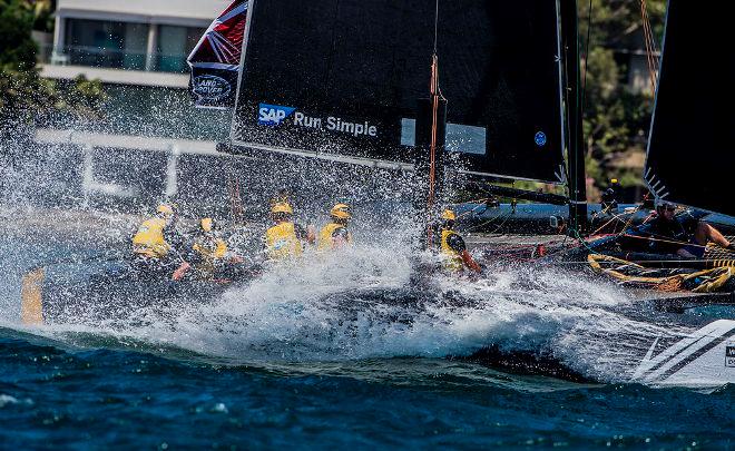 Act 8, Extreme Sailing Series Sydney 2016 – Day 1 – The Danish-flagged SAP Extreme Sailing Team finished the day in fourth position on the Act leaderboard. © Jesus Renedo / Lloyd images