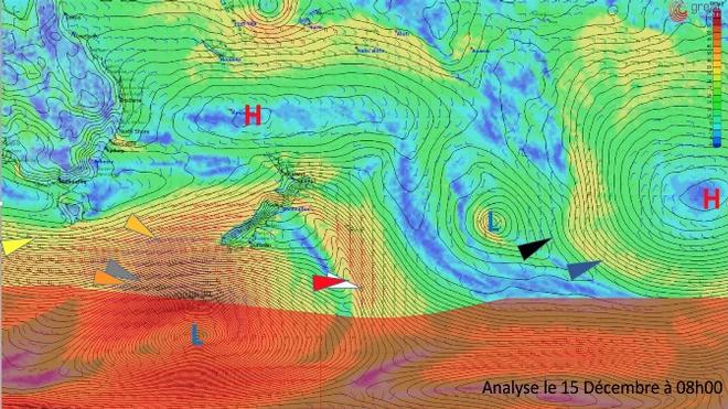 Complex weather system in a light wind zone - Vendée Globe © Great Circle