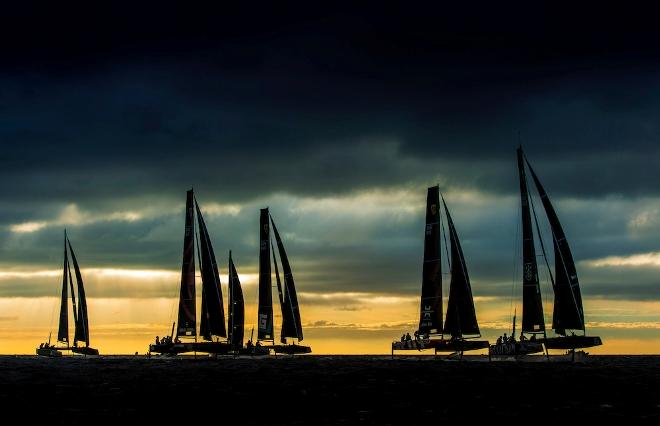 Dramatic silhouettes at Marseille One Design. - 2016 GC32 Racing Tour © Sander van der Borch / Bullitt GC32 Racing Tour