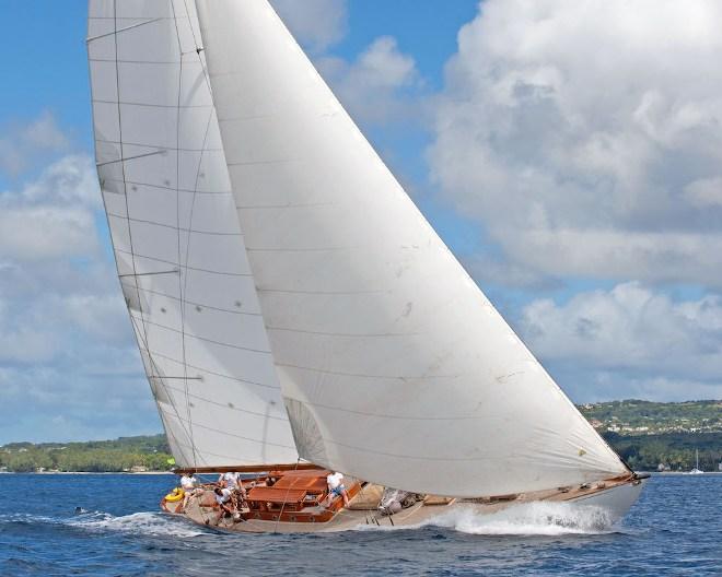 The beautiful Alfred Mylne 65 The Blue Peter never ceases to create a stir off Bridgetown – Mount Gay Round Barbados Regatta ©  Peter Marshall / MGRBR