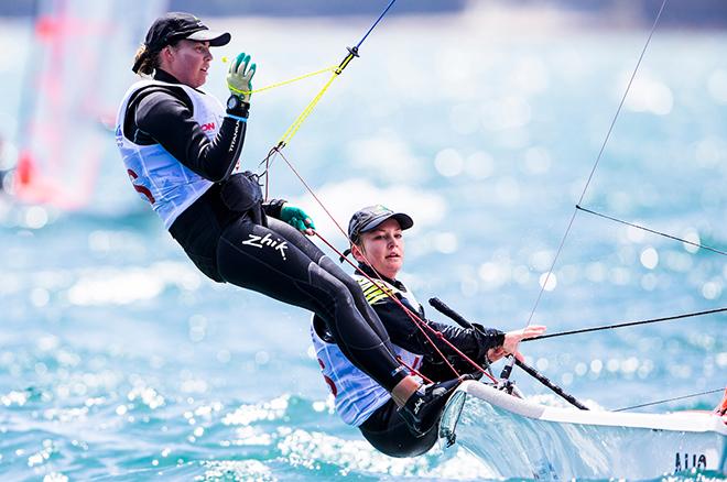 29er Girls - Natasha Bryant / Annie Wilmot - 2016 Aon Youth Sailing World Championships © Pedro Martinez / Sailing Energy / World Sailing